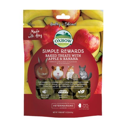 Oxbow Simple Rewards Premios horneados para mascotas pequeñas: manzana y plátano