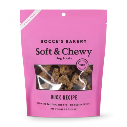 Bocce's Bakery Premios blandos y masticables para perro, receta de pato
