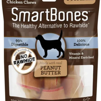 SmartBones Huesos masticables medianos con mantequilla de cacahuate para perros