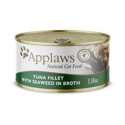 Applaws Alimento húmedo natural para gatos, filete de atún con algas en caldo