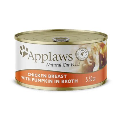 Applaws Alimento húmedo natural para gatos, pechuga de pollo con calabaza en caldo